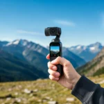 أفضل كاميرات صغيرة للفيديو، تتميز بحجمها المدمج وتثبيت ثلاثي المحاور (gimbal) لضمان استقرار الفيديو أثناء الحركة، مما يجعلها مثالية لتوثيق اللحظات أثناء السفر والمغامرات.