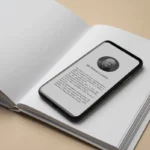 صورة تعكس مفهوم القراءة الحديثة، حيث يظهر هاتف ذكي مفتوح على نص بجانب كتاب ورقي، مما يجمع بين الأساليب التقليدية والتكنولوجيا الحديثة لقراءة الكتب بسهولة.