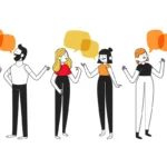 صورة تعبيرية توضح أشخاصًا يتواصلون مع بعضهم البعض، تعكس أهمية مهارات التواصل والاتصال الفعال في بناء علاقات قوية وزيادة الإنتاجية.